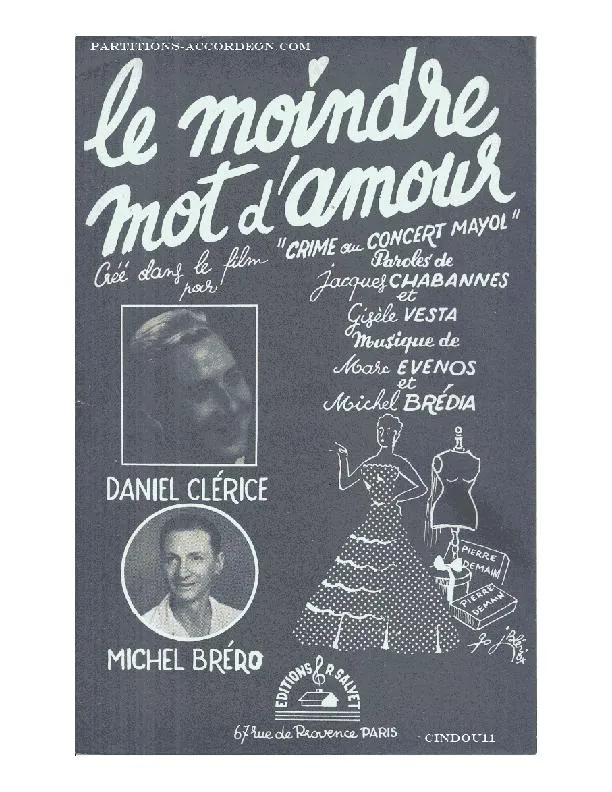 télécharger la partition d'accordéon Le moindre mot d'amour (Du film : Crime au concert Mayol) au format PDF