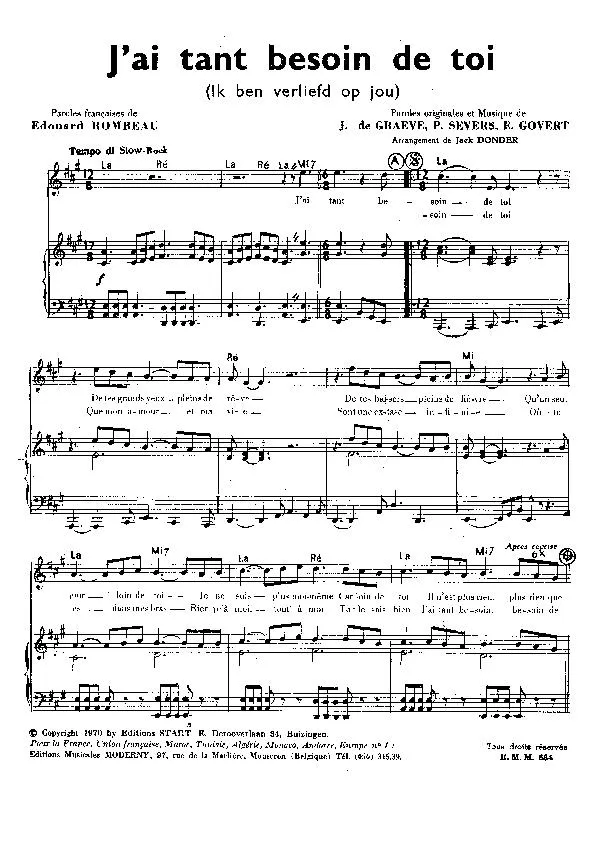 télécharger la partition d'accordéon J'ai tant besoin de toi (Ik ben verliefd op jou) (Arrangement : Jack Donder) (Slow Rock) au format PDF