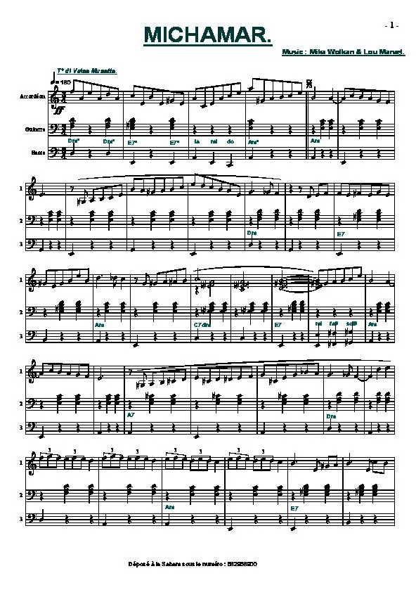 télécharger la partition d'accordéon Michamar (Valse Musette) au format PDF