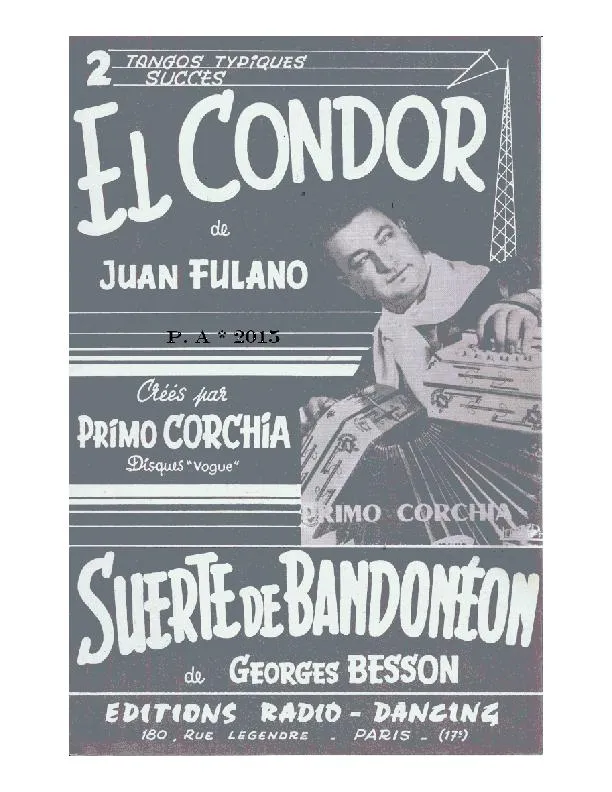télécharger la partition d'accordéon El Condor (Orchestration) (Tango Typique) au format PDF