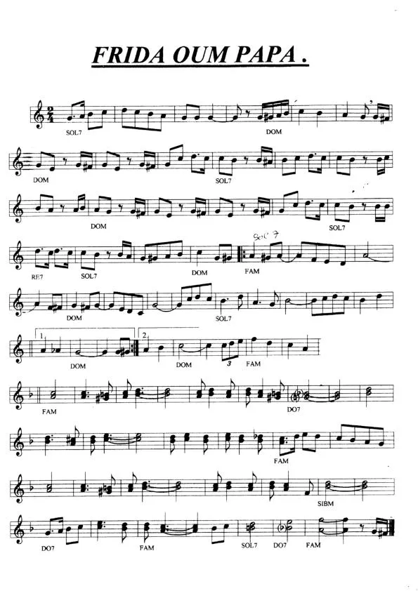 télécharger la partition d'accordéon Frida Oum Papa (Chant : Annie Cordy) (Relevé) au format PDF