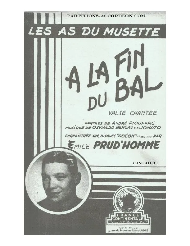 télécharger la partition d'accordéon A la fin du bal (Valse) au format PDF