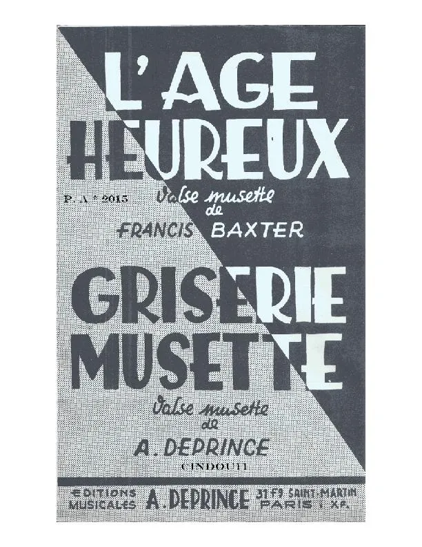 télécharger la partition d'accordéon Griserie Musette (Valse) au format PDF