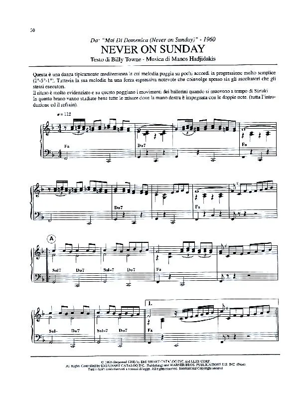 télécharger la partition d'accordéon Never on Sunday au format PDF
