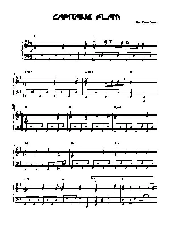 télécharger la partition d'accordéon Capitaine Flam (Chant : Richard Simon) au format PDF