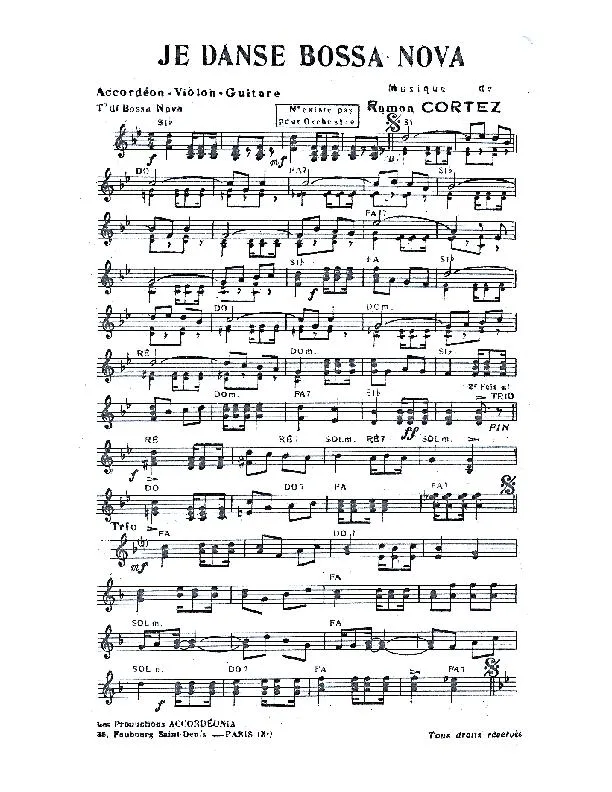 télécharger la partition d'accordéon Je danse bossa nova au format PDF