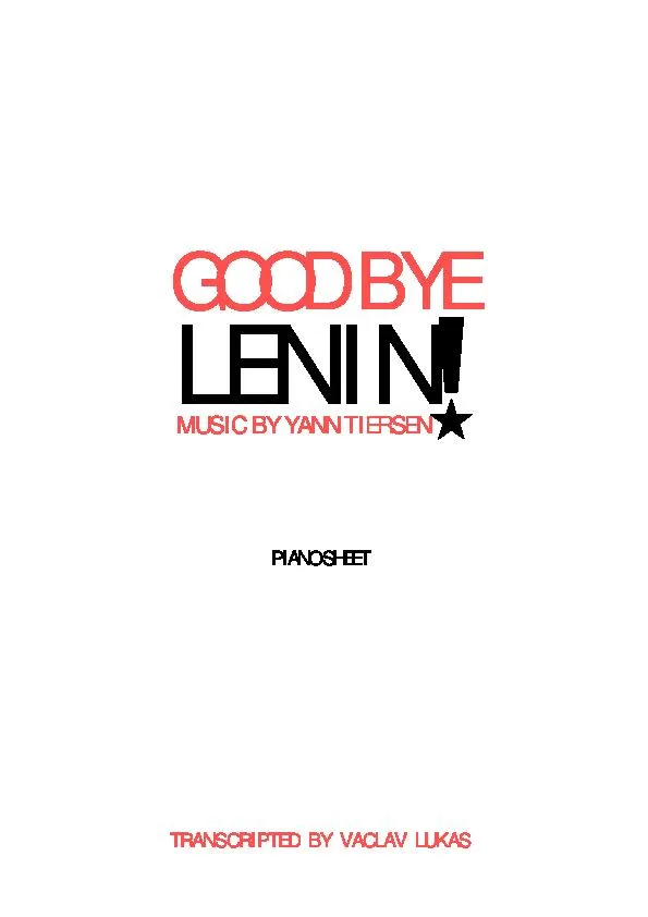 télécharger la partition d'accordéon Good Bye Lenin (Summer 78') (Transcrisption : Vaclav Lukas) au format PDF
