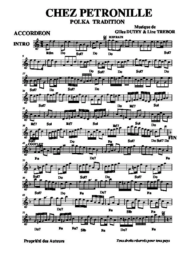 télécharger la partition d'accordéon Chez Pétronille (Polka Tradition) au format PDF