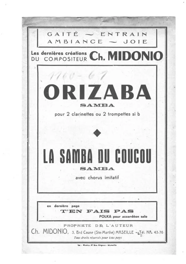 télécharger la partition d'accordéon La samba du coucou (Orchestration) au format PDF