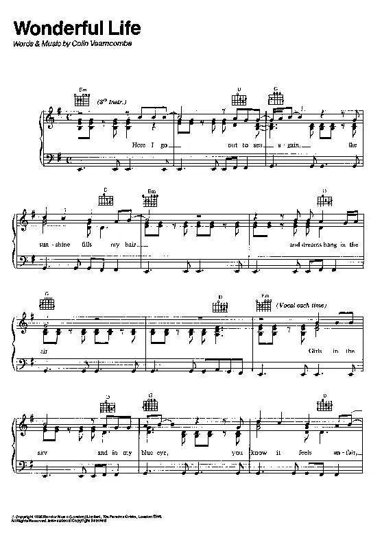 télécharger la partition d'accordéon Wonderful Life au format PDF
