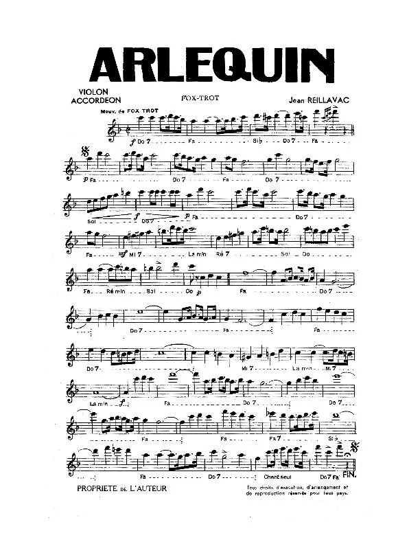 télécharger la partition d'accordéon Arlequin (Fox Trot) au format PDF