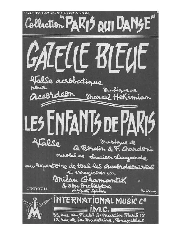 télécharger la partition d'accordéon Les enfants de Paris (Orchestration) (Valse) au format PDF