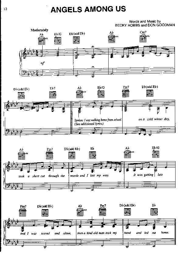 télécharger la partition d'accordéon Angels Among US au format PDF