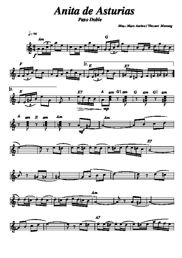 télécharger la partition d'accordéon Anita de Asturias (Paso Doble) au format PDF