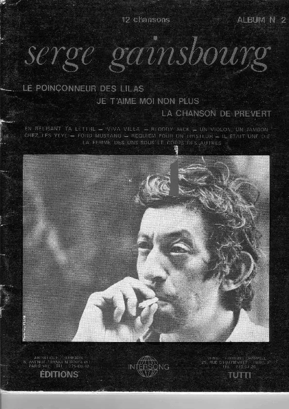 télécharger la partition d'accordéon Serge Gainsbourg : Album n°2 (12 Titres) au format PDF