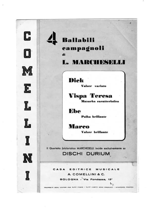 télécharger la partition d'accordéon Recueil : 4 Ballabili Campagnoli (Dick + Vispa Teresa + Ebe + Marco) au format PDF
