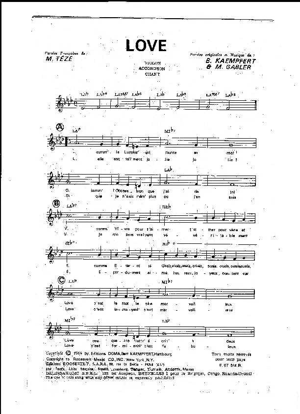 télécharger la partition d'accordéon Love (Chant : Nat King Cole) (Fox Swing) au format PDF