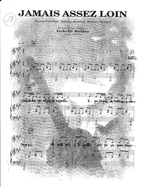télécharger la partition d'accordéon Jamais assez loin (Chant : Isabelle Boulay) au format PDF