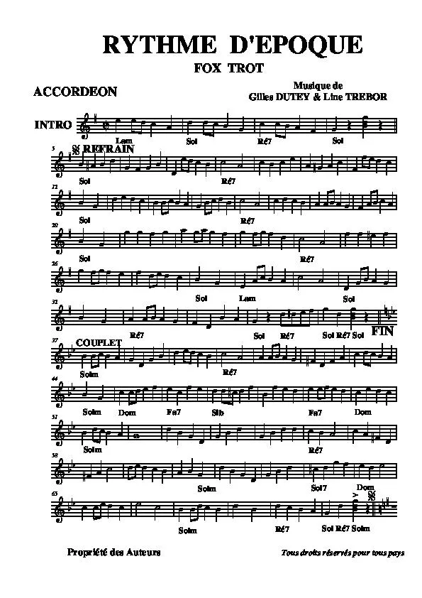 télécharger la partition d'accordéon Rythme d'époque (Fox Trot) au format PDF