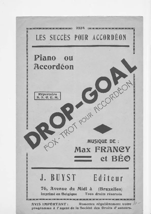 télécharger la partition d'accordéon Drop Goal (Fox Trot) au format PDF