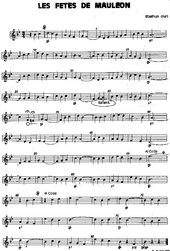 télécharger la partition d'accordéon Les fêtes de Mauléon (Transcription) au format PDF