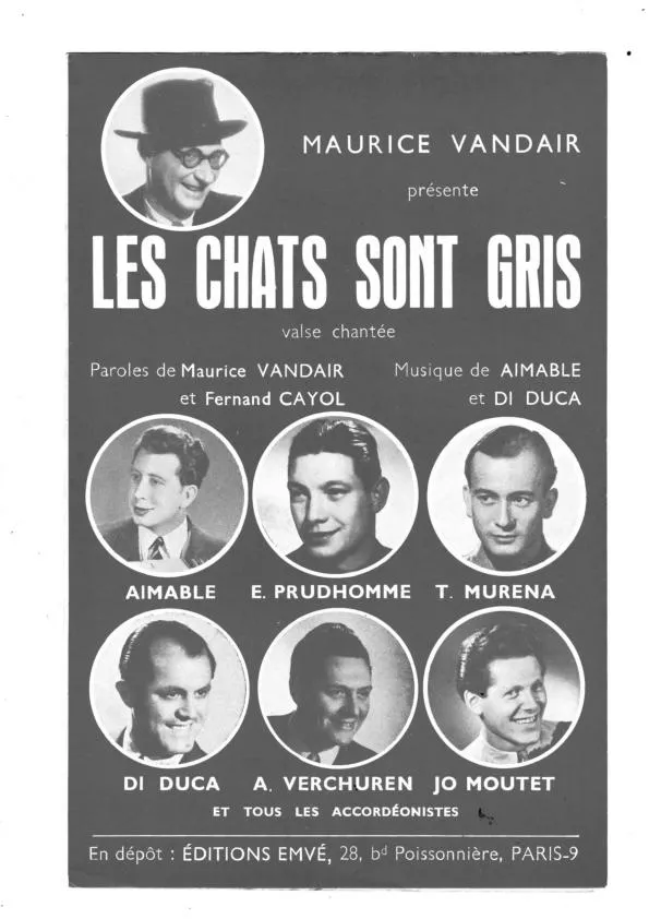 télécharger la partition d'accordéon Les chats sont gris (Valse Chantée) au format PDF