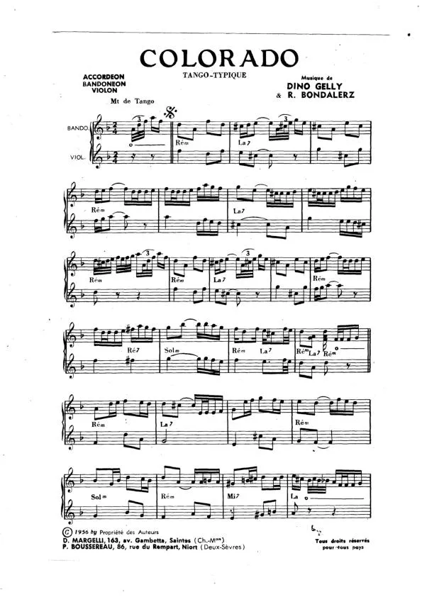 télécharger la partition d'accordéon Colorado (Tango Typique) au format PDF