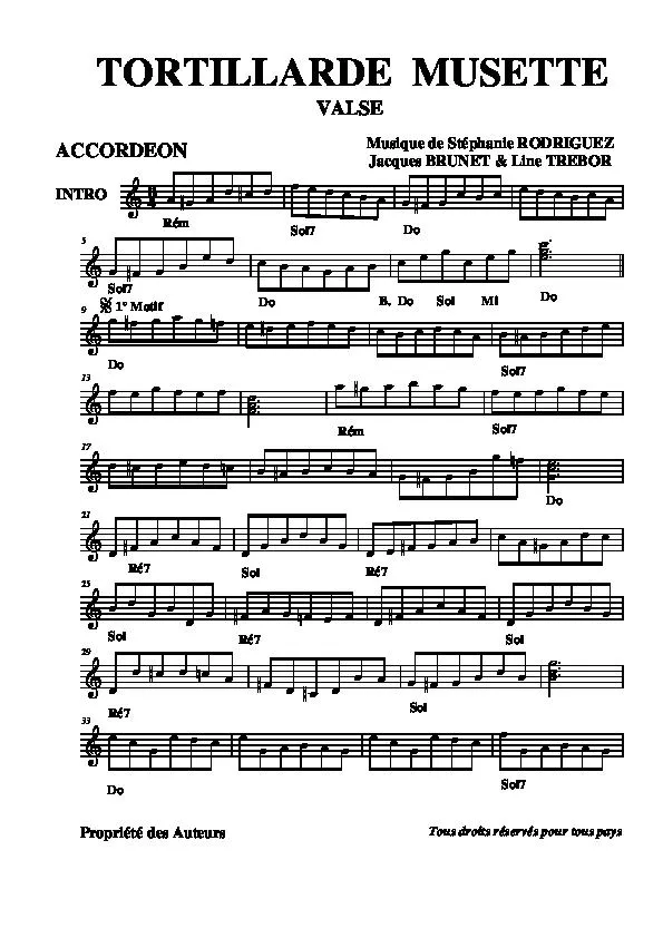 télécharger la partition d'accordéon Tortillarde Musette (Valse) au format PDF