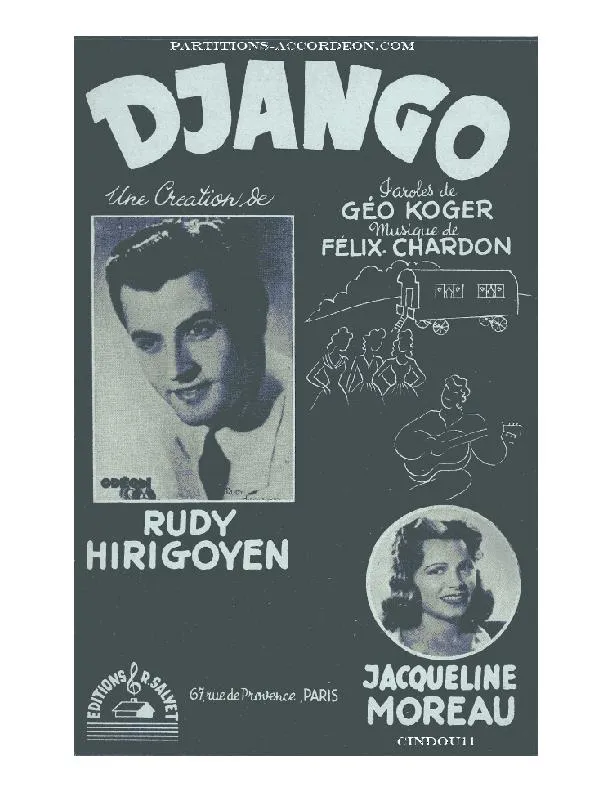 télécharger la partition d'accordéon Django (Chant : Rudy Hirigoyen / Jacqueline Moreau) (Valse Gitane) au format PDF
