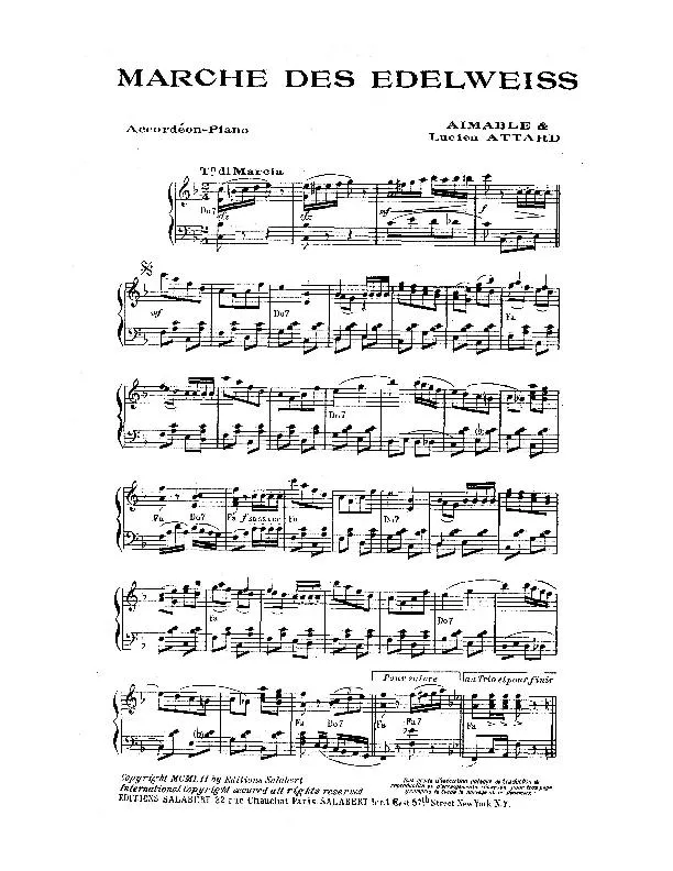 télécharger la partition d'accordéon Marche des Edelweiss au format PDF