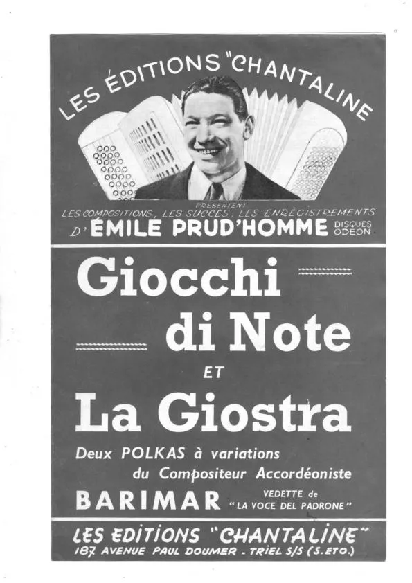 télécharger la partition d'accordéon Giocchi di note + La Giostra (Arrangement : Emile Prud'Homme) (Polka à Variations) au format PDF