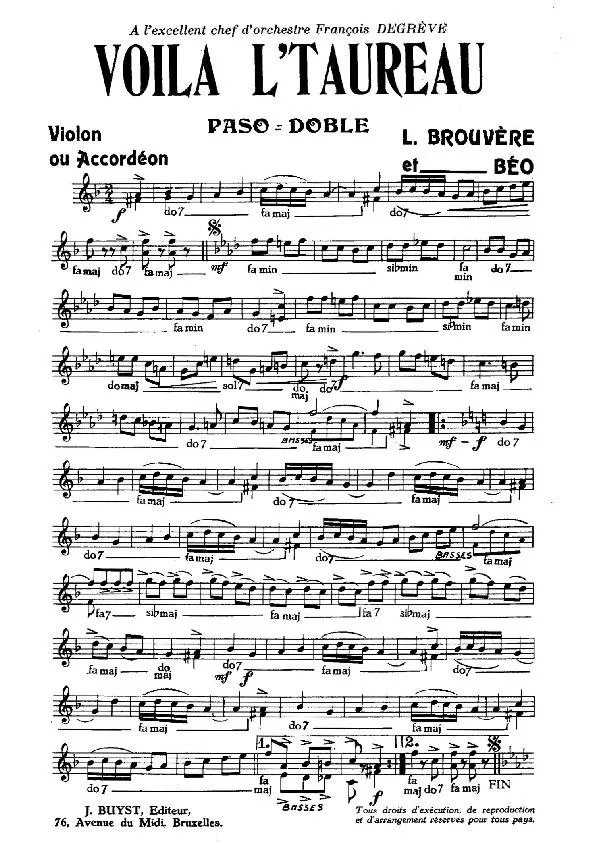 télécharger la partition d'accordéon Voilà l' taureau (Paso Doble) au format PDF