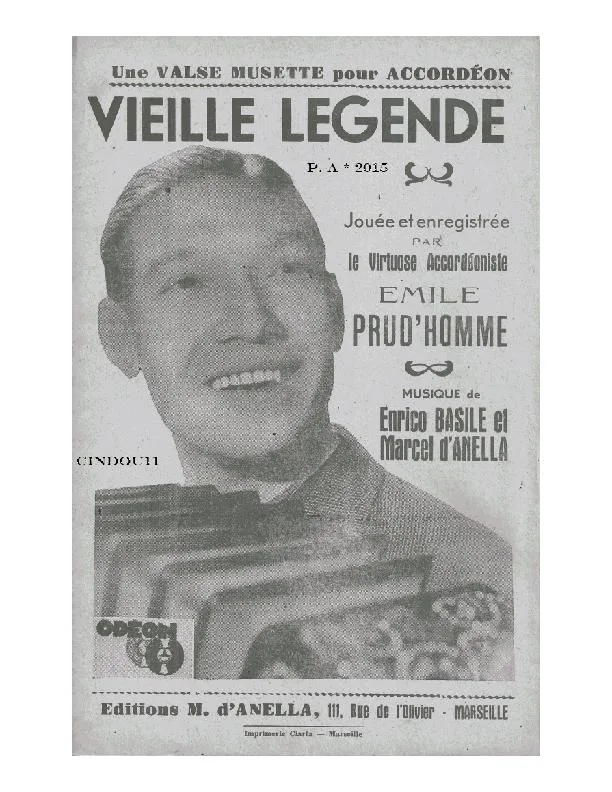 télécharger la partition d'accordéon Vieille Légende (Valse Musette) au format PDF