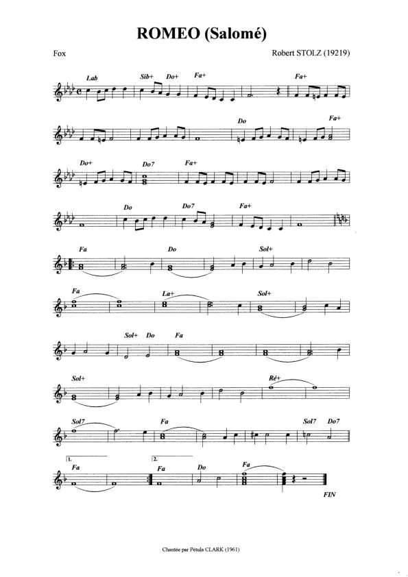 télécharger la partition d'accordéon Roméo (Salomé) (Relevé) au format PDF