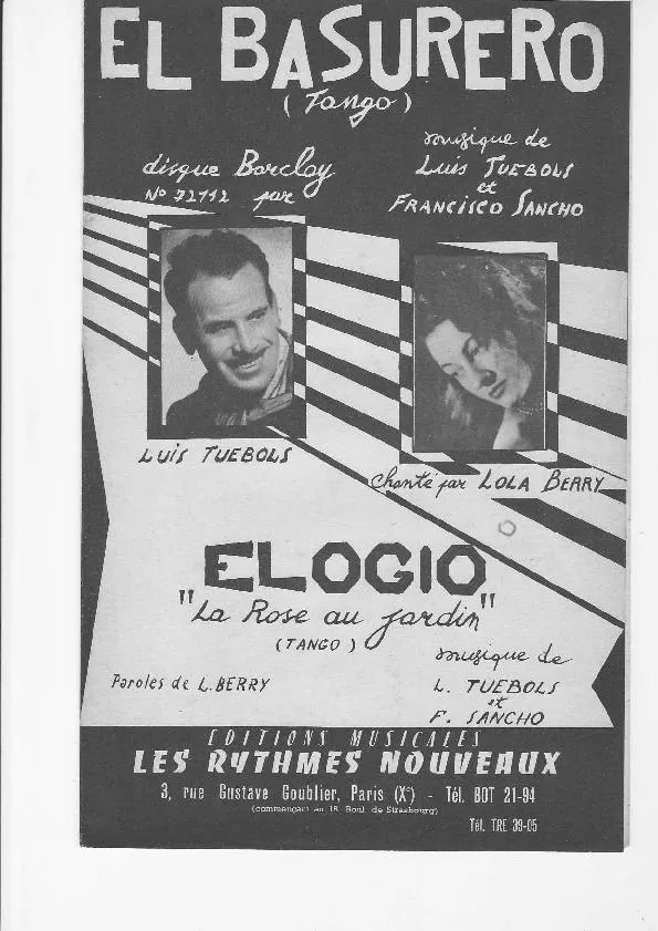 télécharger la partition d'accordéon El Basurero (Chant : Lola Berry) (Tango) au format PDF