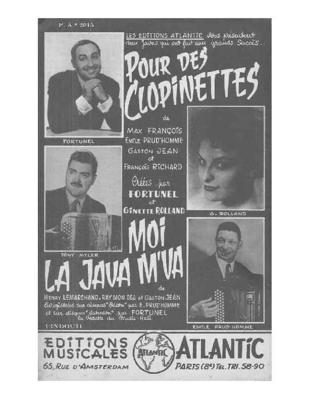 télécharger la partition d'accordéon Pour des clopinettes (Orchestration Complète) (Java Chantée) au format PDF