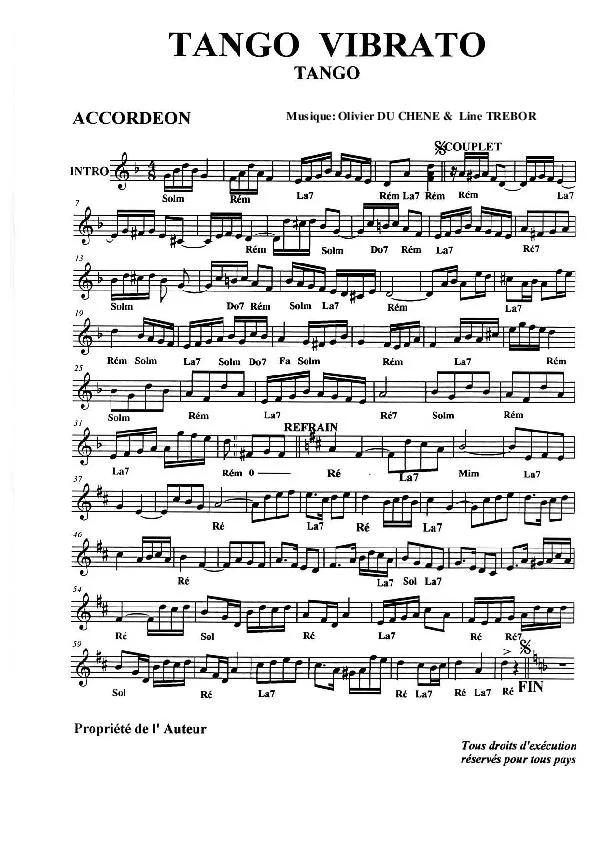 télécharger la partition d'accordéon Tango Vibrato au format PDF
