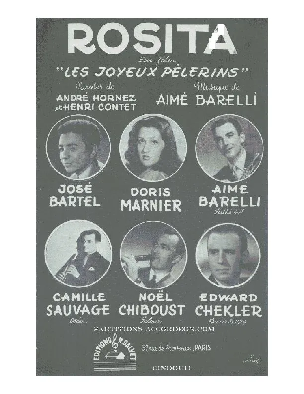 télécharger la partition d'accordéon Rosita (Du Film : Les joyeux pèlerins) (Samba) au format PDF