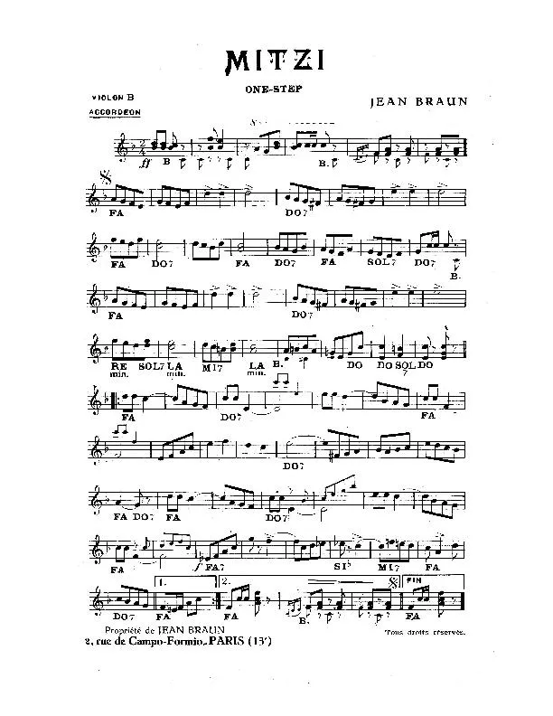 télécharger la partition d'accordéon Mitzi (One Step) au format PDF