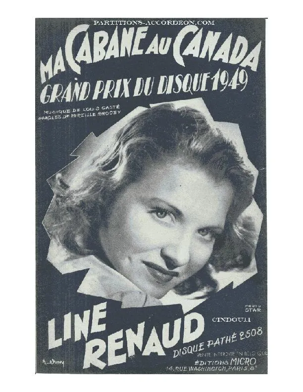 télécharger la partition d'accordéon Ma cabane au Canada (Chant : Line Renaud) (Fox Trot Marche) au format PDF