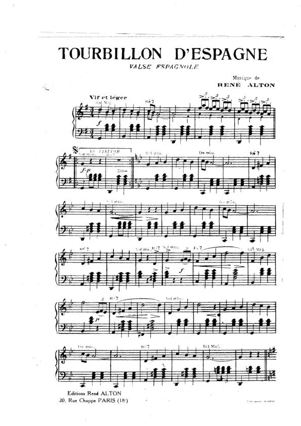 télécharger la partition d'accordéon Tourbillon d'Espagne + La java des Biffins (Valse Espagnole + Java) au format PDF