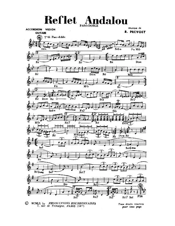 télécharger la partition d'accordéon Reflet Andalou (Paso Doble) au format PDF