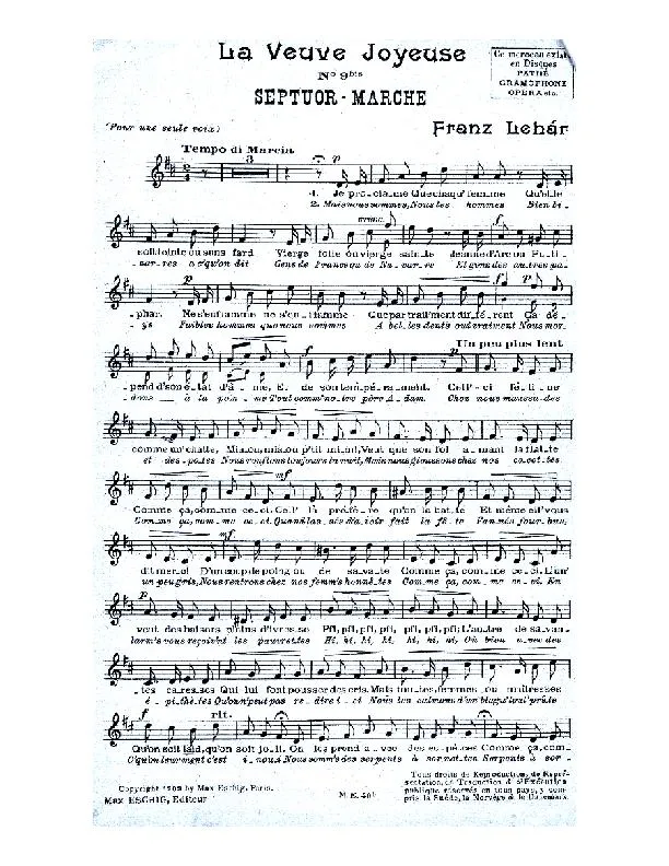 télécharger la partition d'accordéon La Veuve Joyeuse (Septuor Marche) (N°9bis) au format PDF