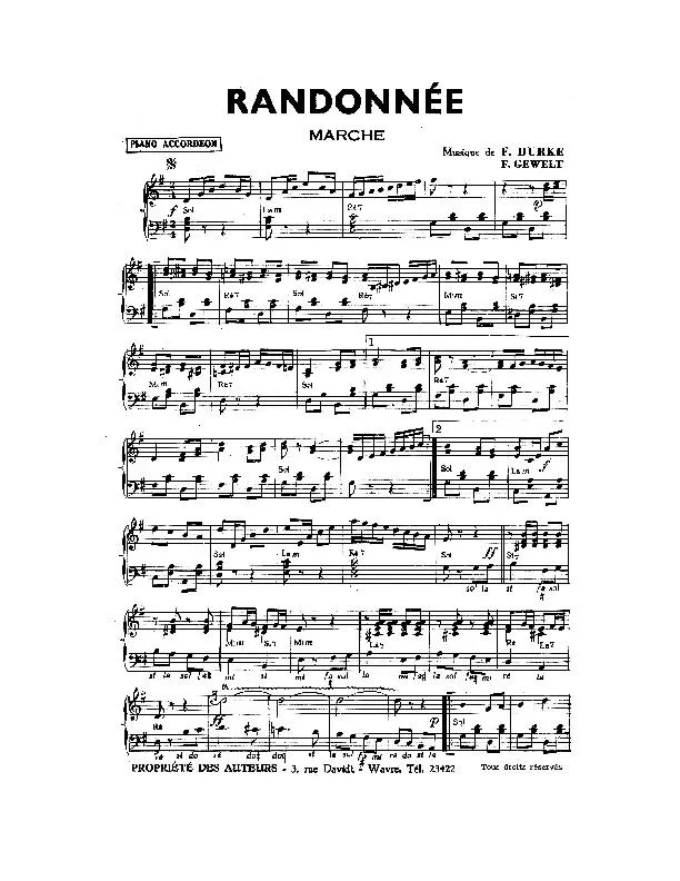 télécharger la partition d'accordéon Randonnée (Marche) au format PDF