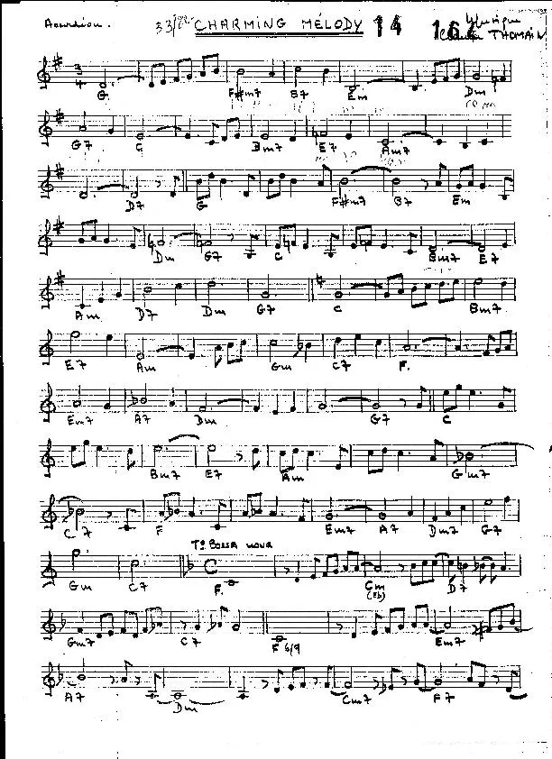 télécharger la partition d'accordéon Charming Mélody (Valse Bossa Nova) au format PDF