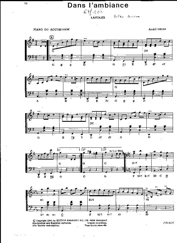 télécharger la partition d'accordéon Dans l'Ambiance (Ländler Valse Suisse) au format PDF