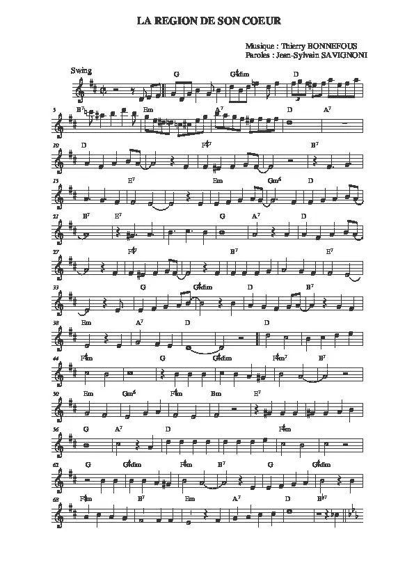 télécharger la partition d'accordéon La région de son cœur (Swing) au format PDF
