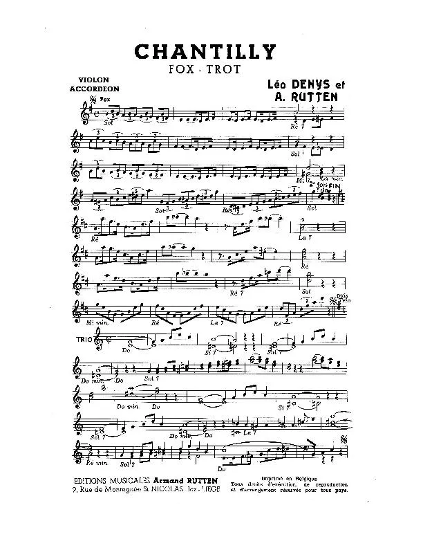 télécharger la partition d'accordéon Chantilly (Fox Trot) au format PDF