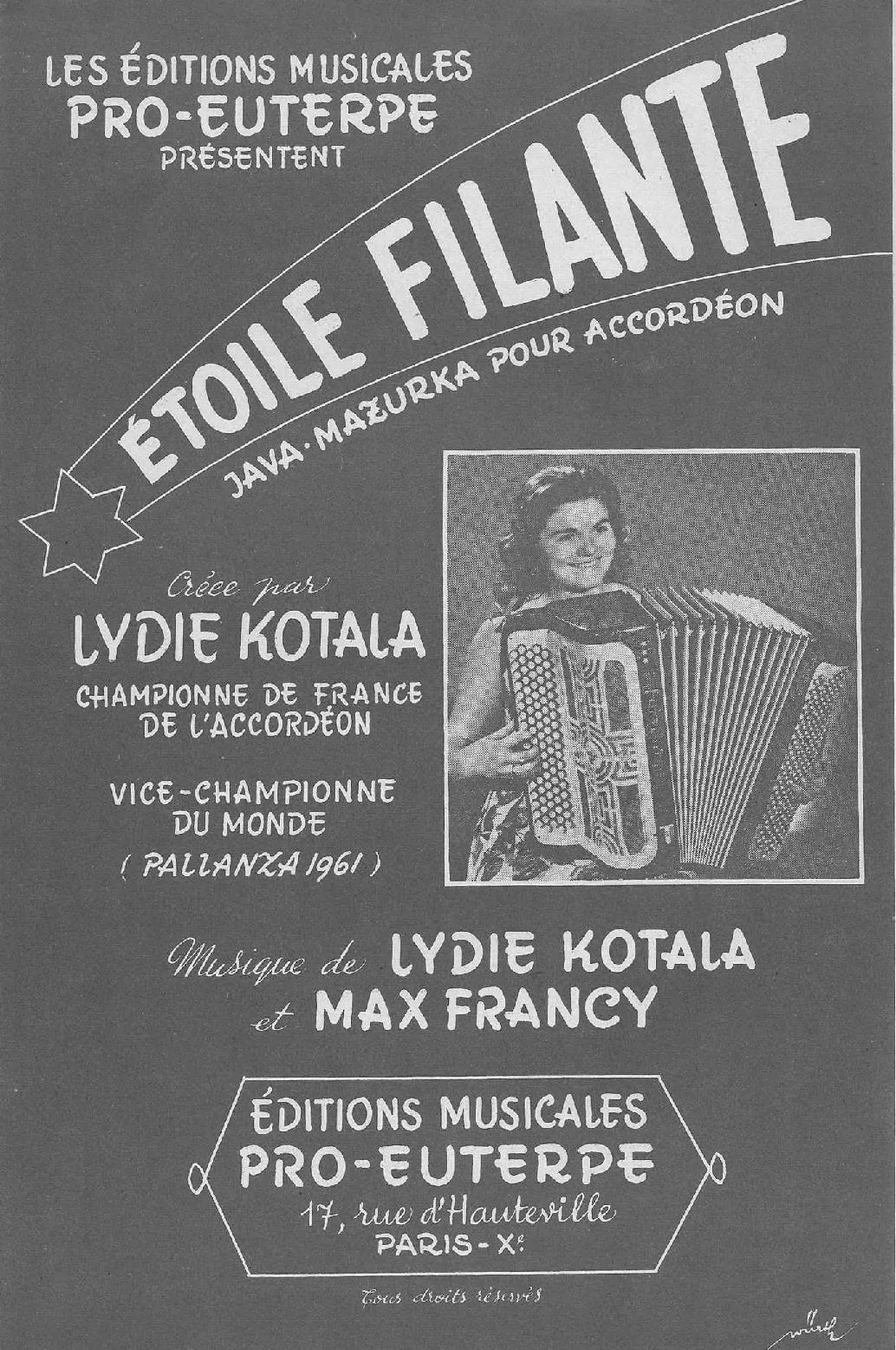 télécharger la partition d'accordéon Etoile Filante (Java Mazurka) au format PDF
