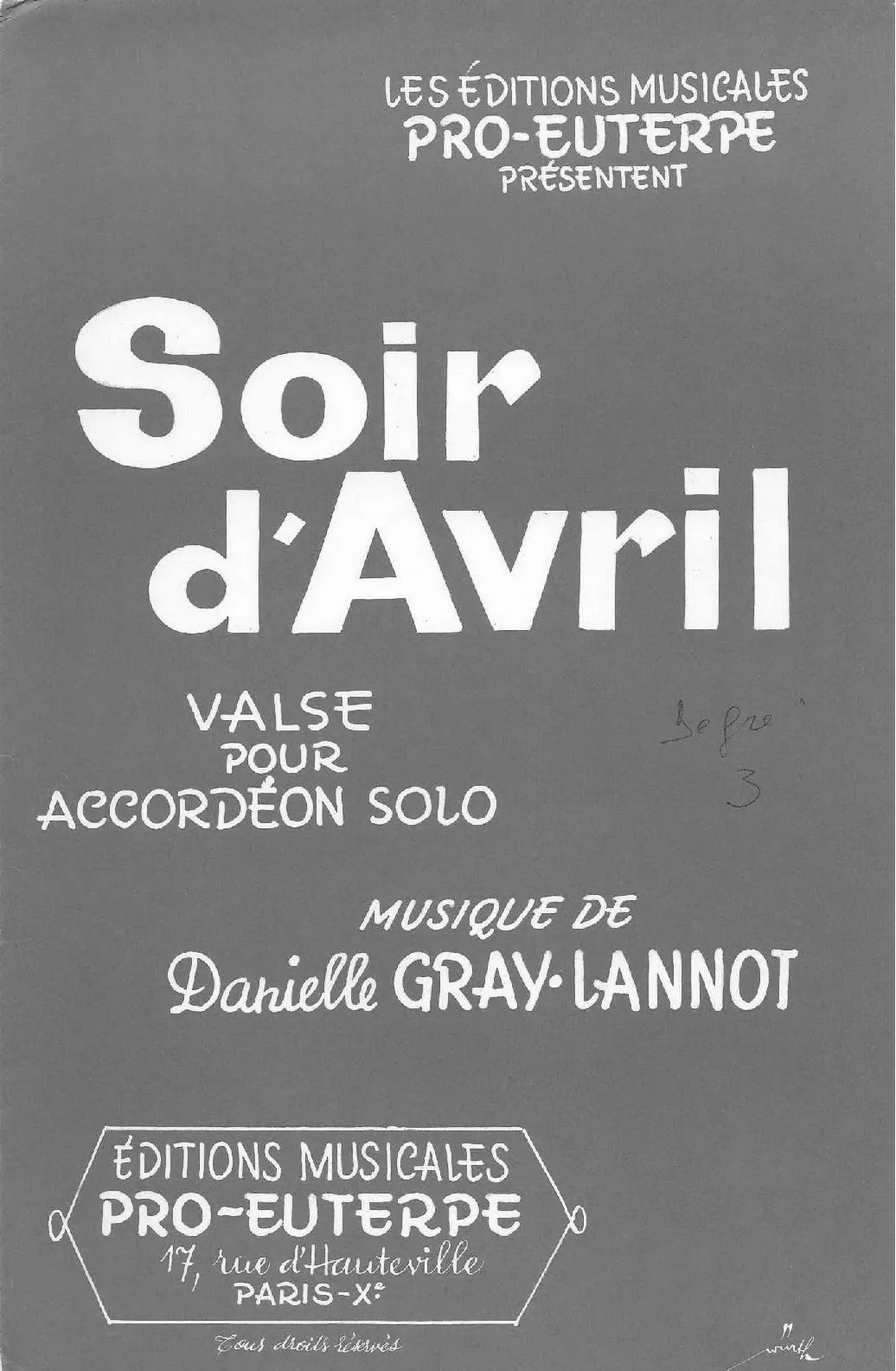 télécharger la partition d'accordéon Soir d'Avril (Valse) au format PDF